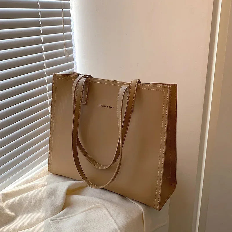 Luxe PU Leather Shoulder Bag — Large Capacity