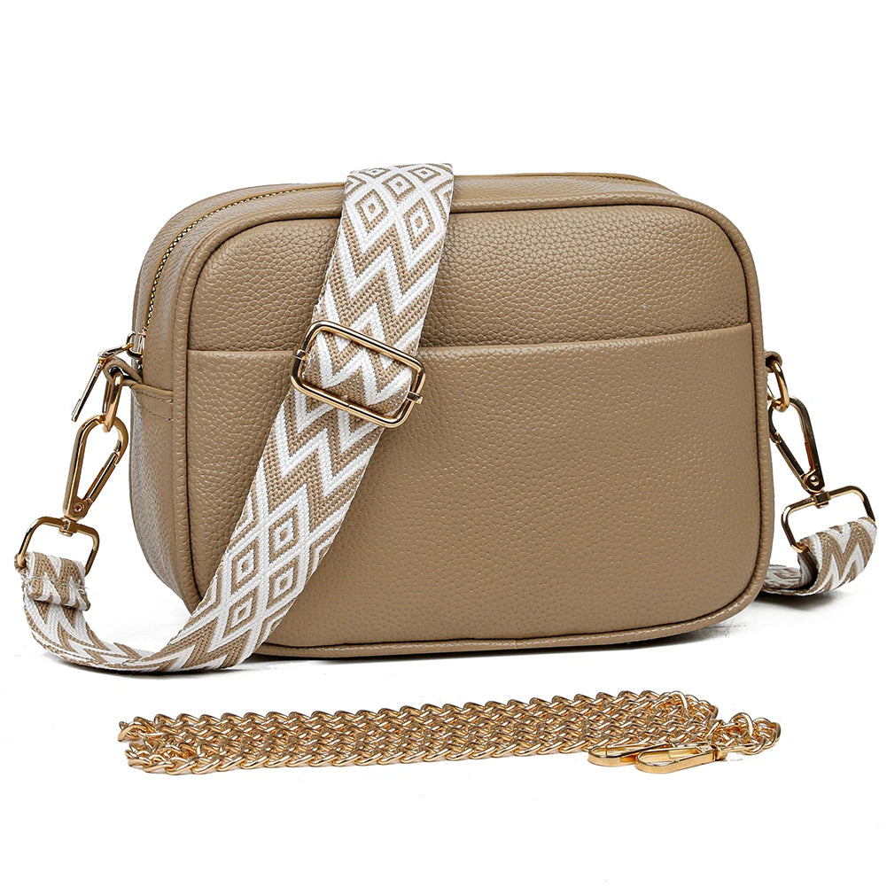 Leather Tote Bag — Solid Color Shoulder Bag