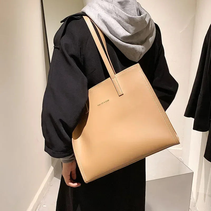 Luxe PU Leather Shoulder Bag — Large Capacity