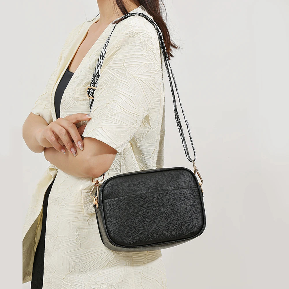 Leather Tote Bag — Solid Color Shoulder Bag