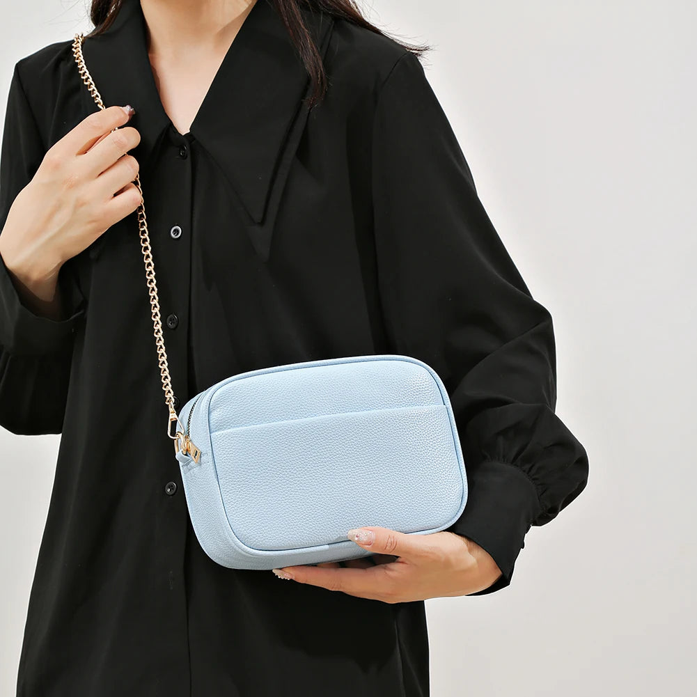 Leather Tote Bag — Solid Color Shoulder Bag