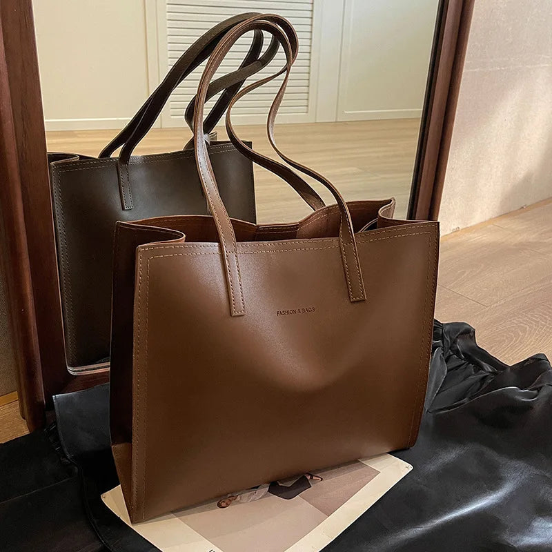 Luxe PU Leather Shoulder Bag — Large Capacity