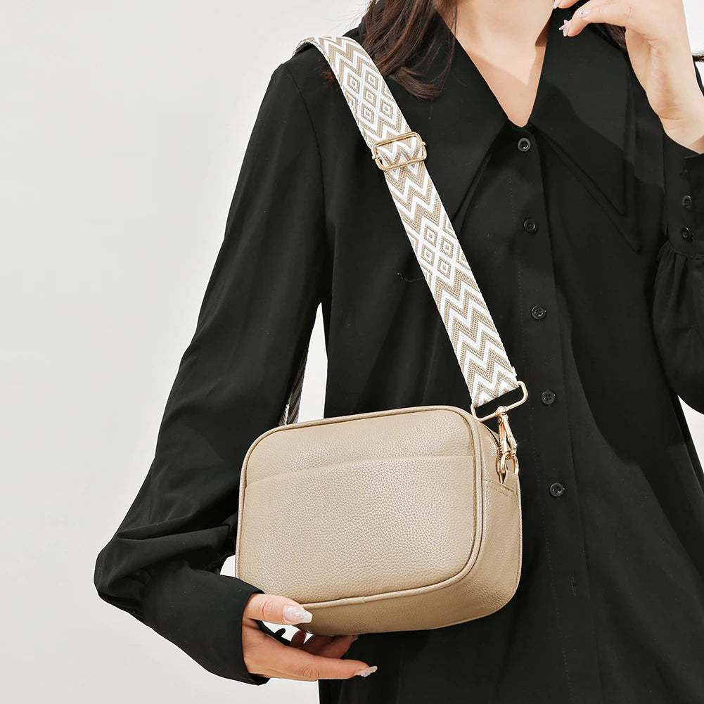 Leather Tote Bag — Solid Color Shoulder Bag